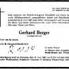 Berger Gerhard 1904-1967 Todesanzeige
